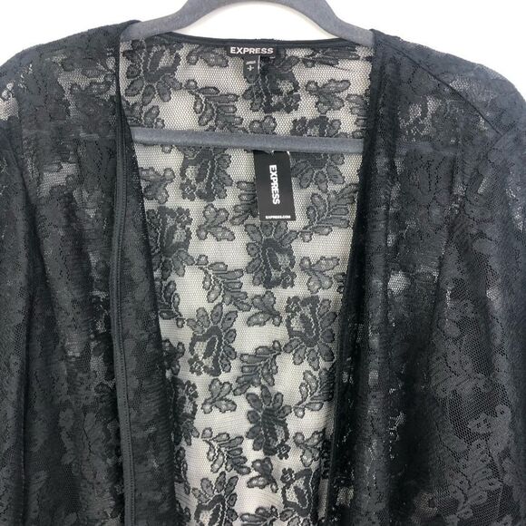 EXPRESS | Lace Kimono Black Short Sleeve New Small - Picture 3 of 8